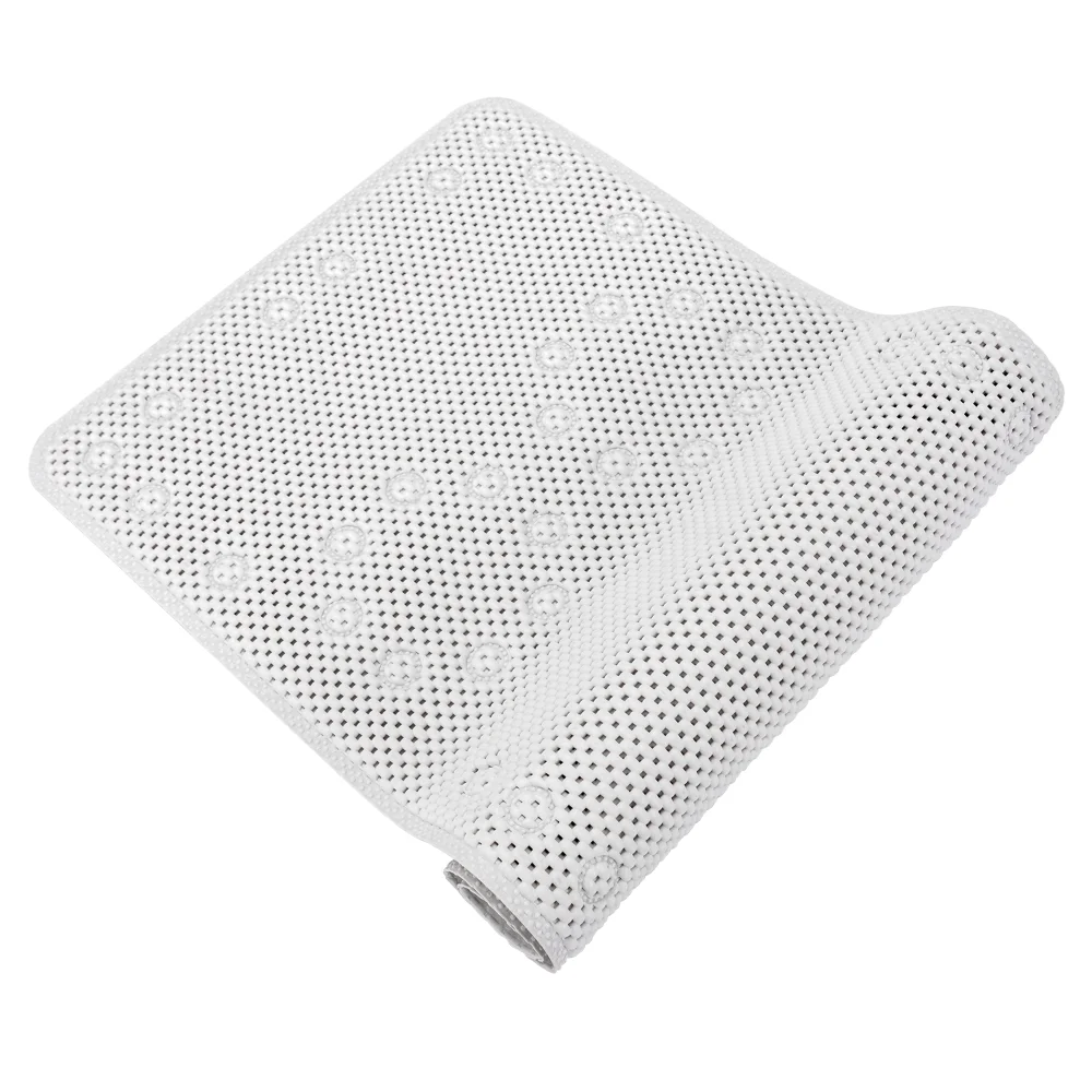 36 x 17-Inch Shower & Bathtub Mat with Suction Cups & Drainage Holes - White