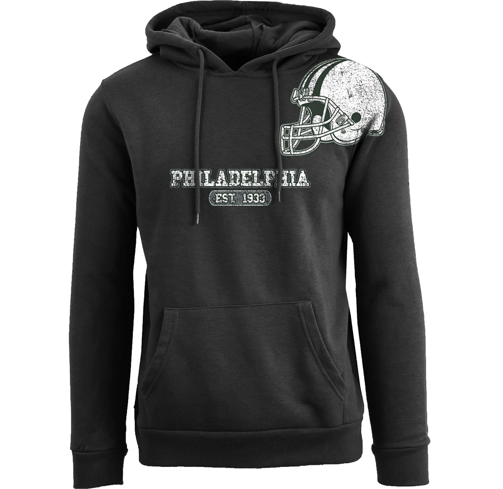 Football Team Helmet Pullover Hoodie - Men's Awesome Football Helmet Pull Over Hoodie - Philadelphia - Black / L