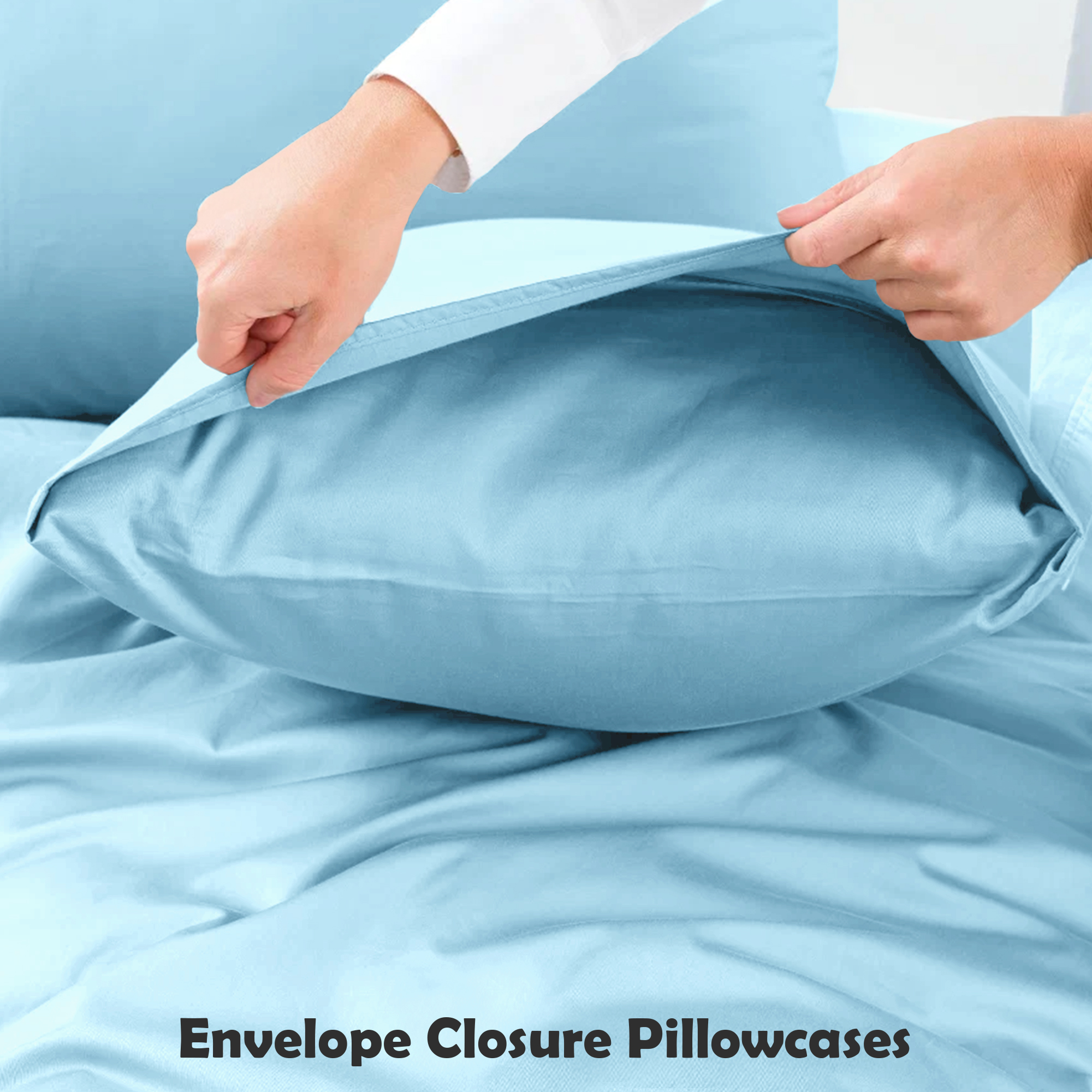 4-Piece Rayon from Bamboo Cooling Wrinkle-Resistant Bedding - F-BLU