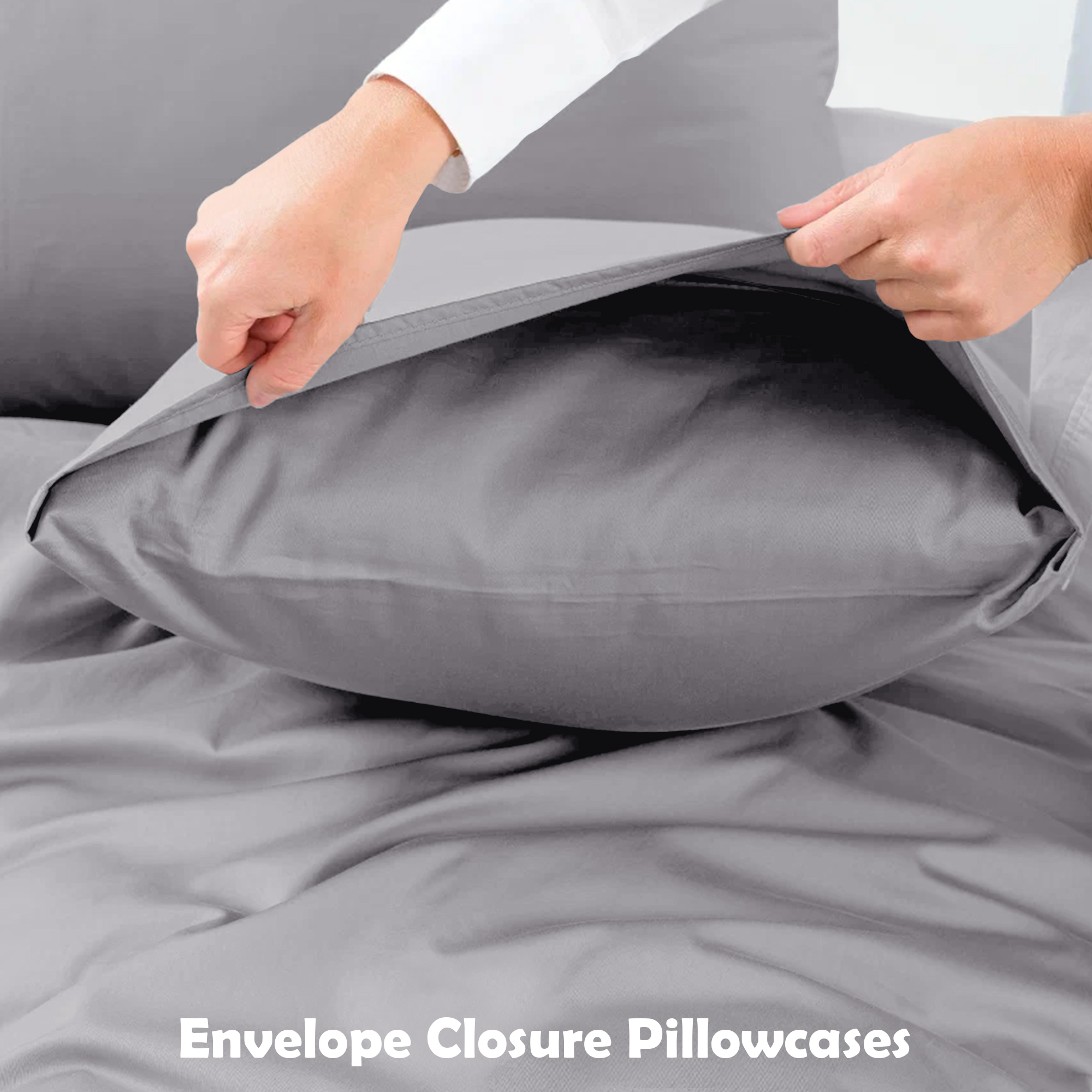 4-Piece Rayon from Bamboo Cooling Wrinkle-Resistant Bedding - F-GRY