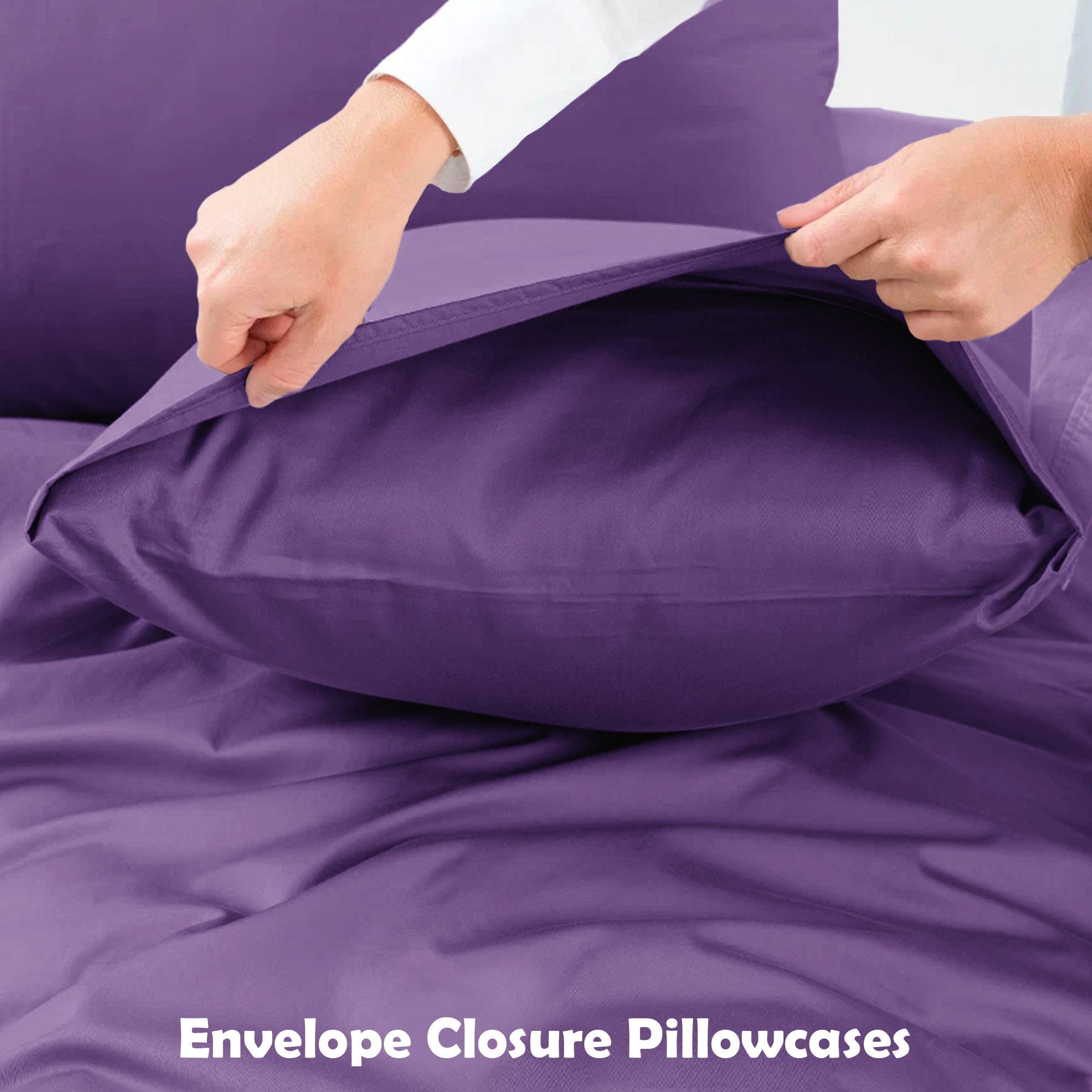 4-Piece Rayon from Bamboo Cooling Wrinkle-Resistant Bedding - Q-PURPL