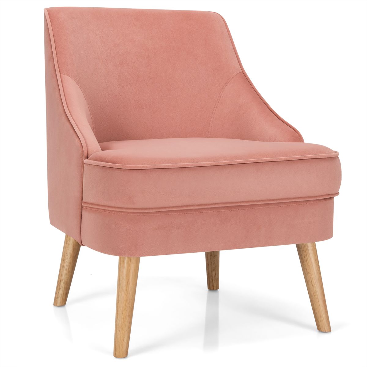 Velvet Upholstered Accent Chair with Rubberwood Legs - Accent Chair PK