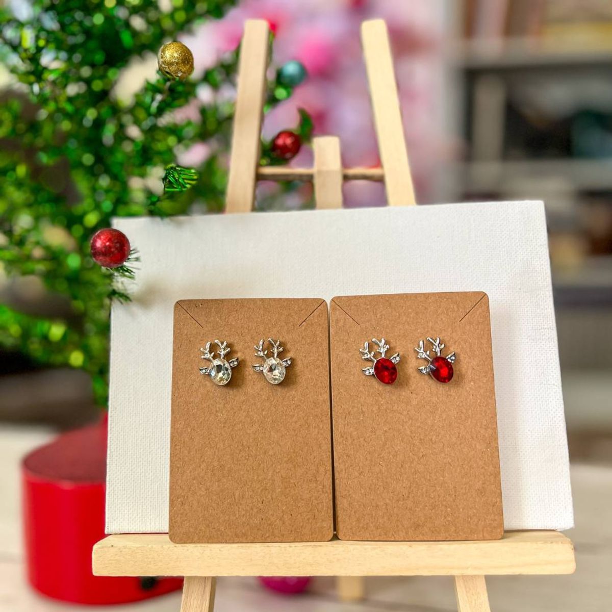 Women's Jolly Jewelry - set of 2 jewel reindeer earrings