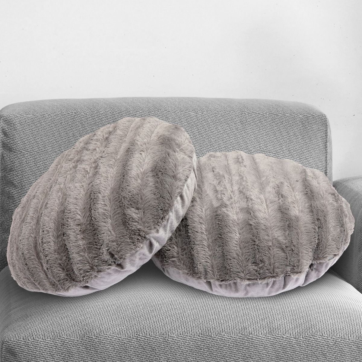 Cheer Collection® 18-Inch Ultra Soft Round Throw Pillows (Set of 2) - Gray