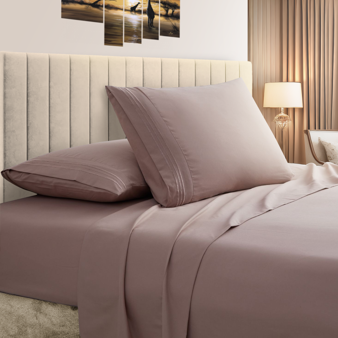 Bamboo Comfort&reg; 3-Line Bamboo Sheet Set - Bamboo 4 Piece Luxury Solid Sheet Set, Queen - Taupe