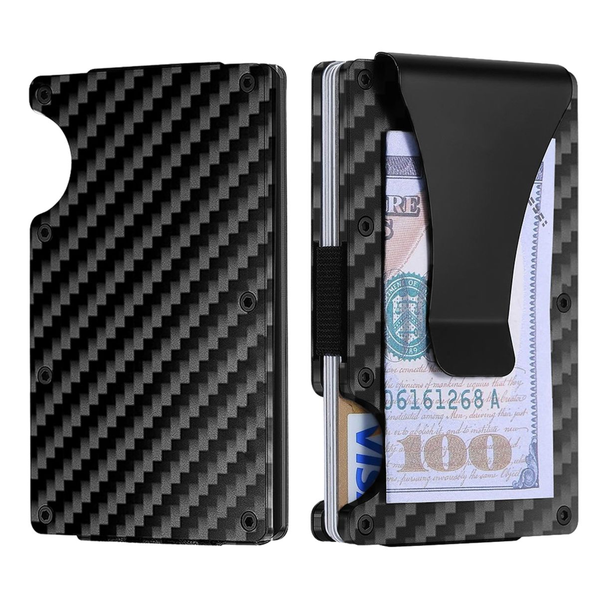 Men's RFID-Blocking Slim Minimalist Wallet with Money Clip (2-Pack) - Carbon