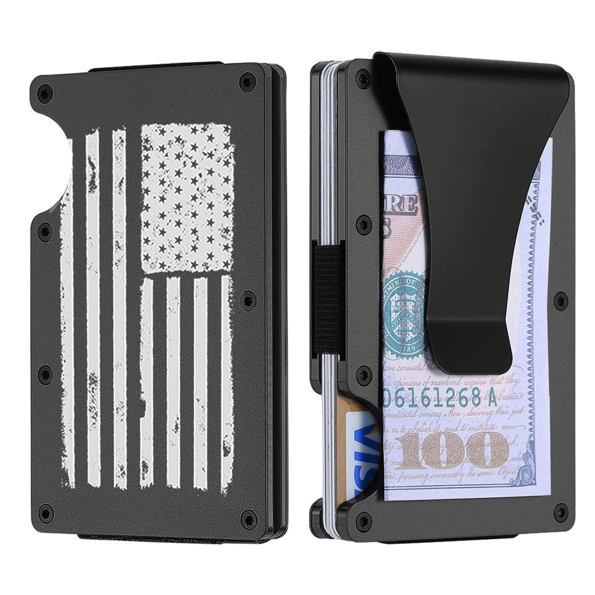 Men's RFID-Blocking Slim Minimalist Wallet with Money Clip (2-Pack) - Patriotic