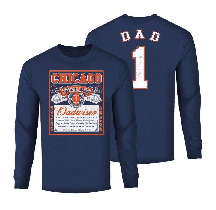 Men's Dadwiser Football Long Sleeve Shirt - Chicago - Navy / S