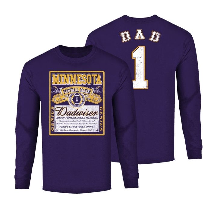 Men's Dadwiser Football Long Sleeve Shirt - Minnesota - Purple / L
