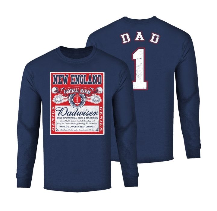 Men's Dadwiser Football Long Sleeve Shirt - New England - Navy / 2XL