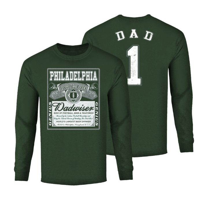 Men's Dadwiser Football Long Sleeve Shirt - Philadelphia - Forest Green / M