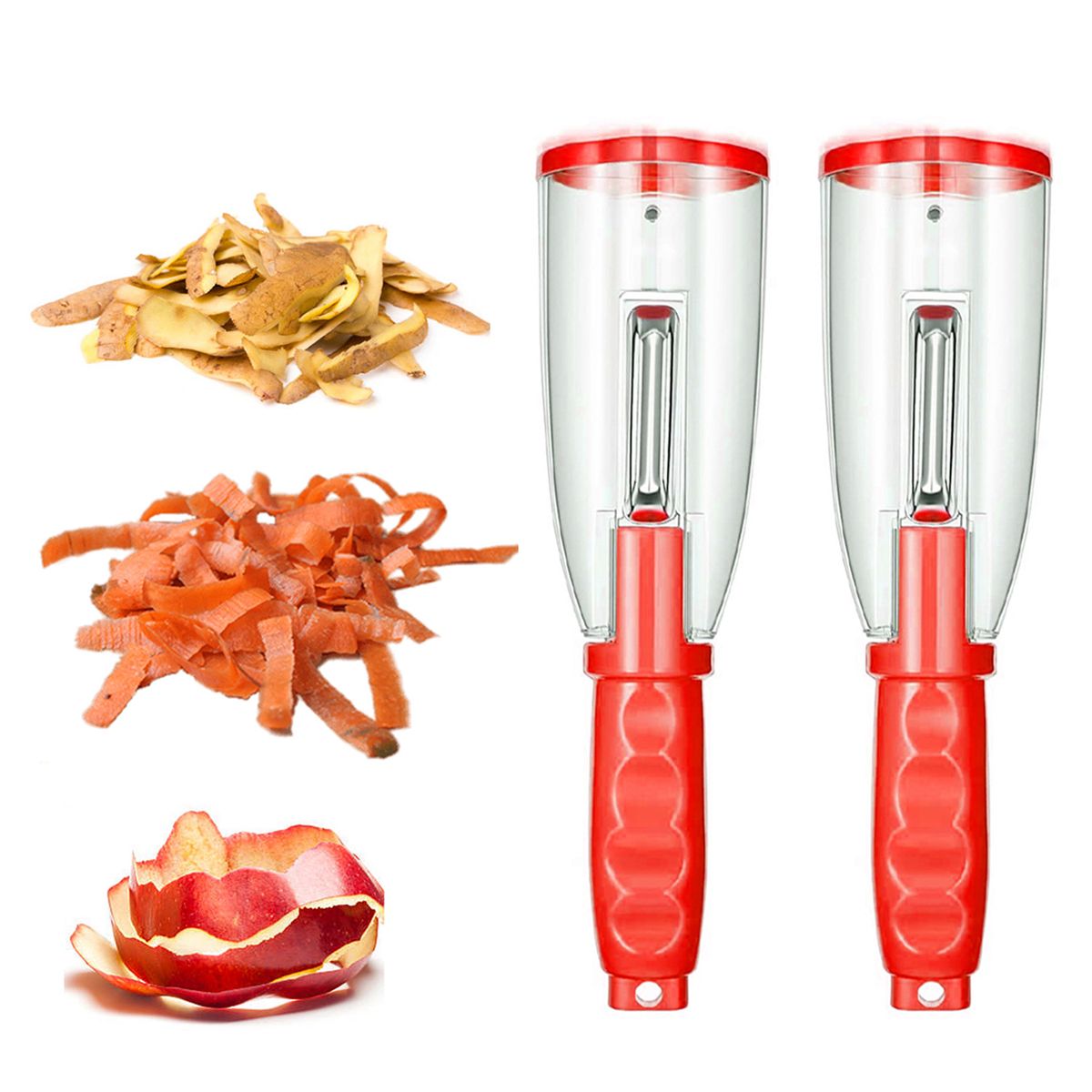 Multifunctional Fruit Vegetable Peeler with Storage Box (2-Pack) - Red - 2Pack