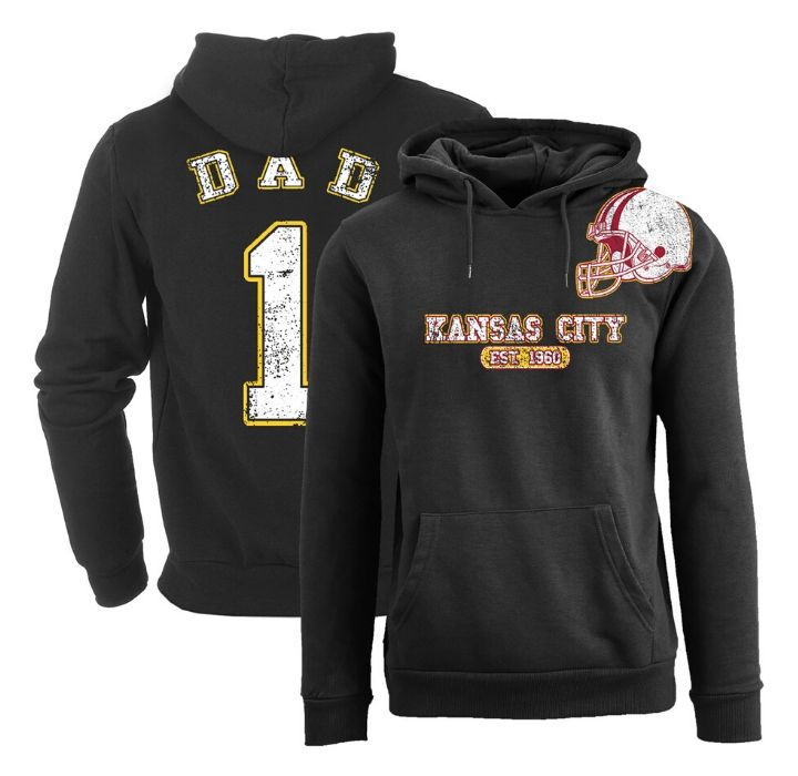 Men's #1 Dad Football Helmet Pull Over Hoodie - Kansas City - Black / L