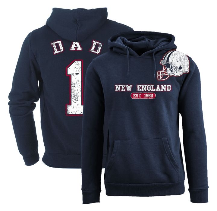 Men's #1 Dad Football Helmet Pull Over Hoodie - New England - Navy / XL