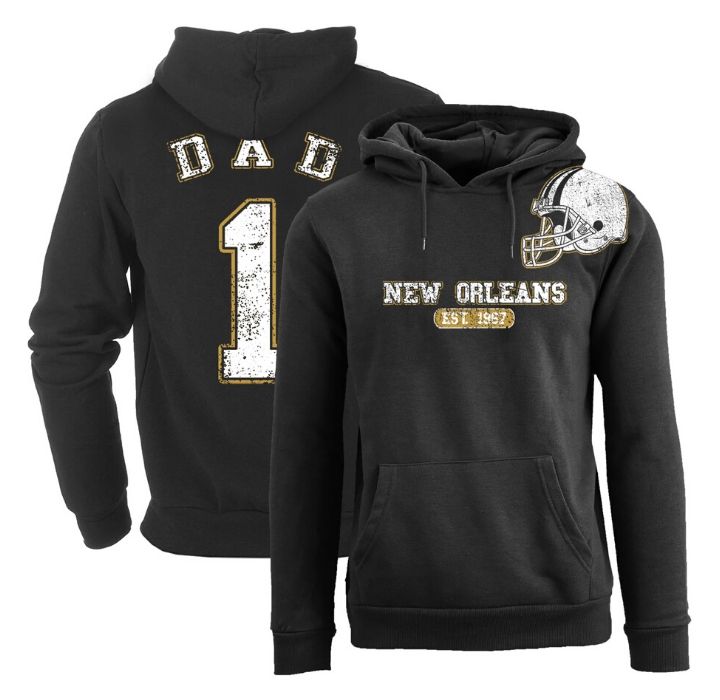 Men's #1 Dad Football Helmet Pull Over Hoodie - New Orleans - Black / S