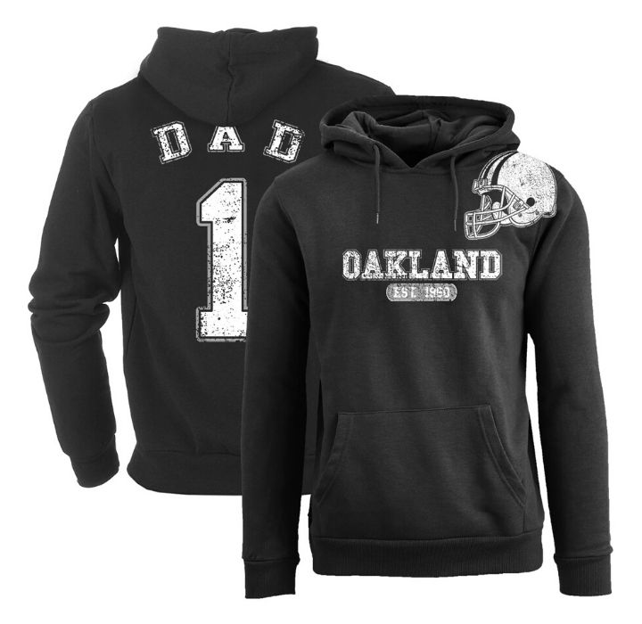 Men's #1 Dad Football Helmet Pull Over Hoodie - Oakland - Black / S