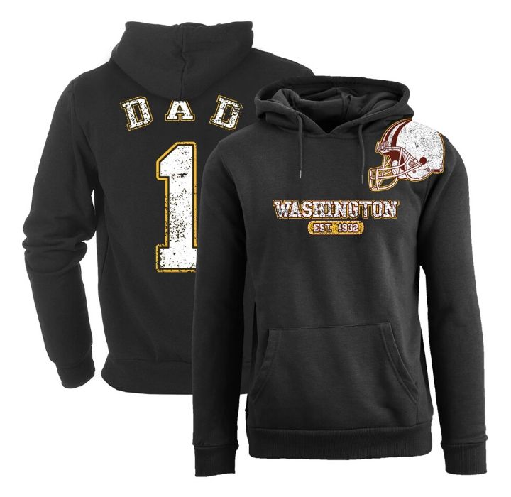 Men's #1 Dad Football Helmet Pull Over Hoodie - Washington - Black / 2XL