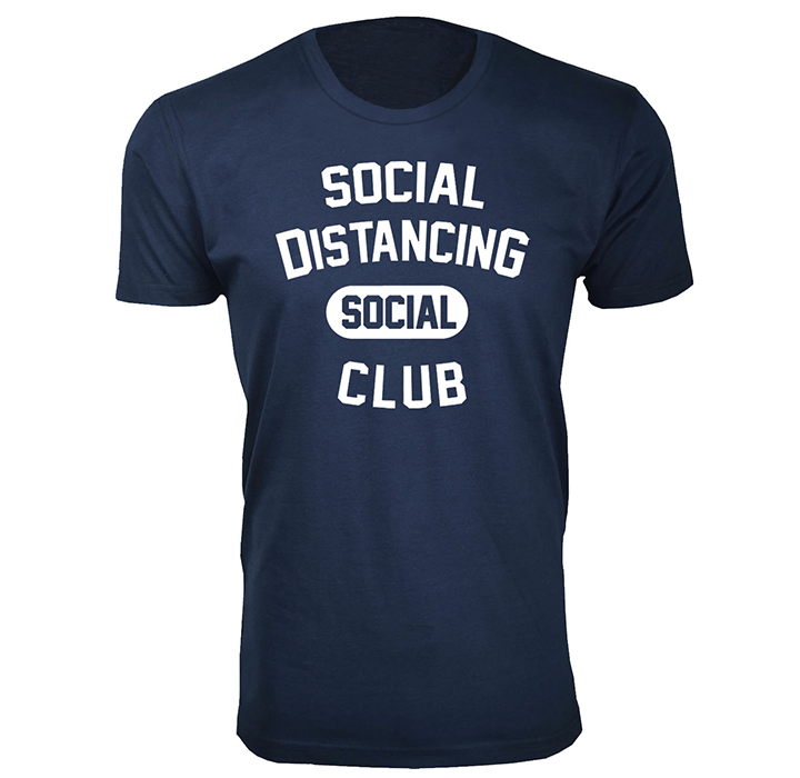Men's Social Distancing Themed T-Shirts - Social Distancing Social Club - Navy / S