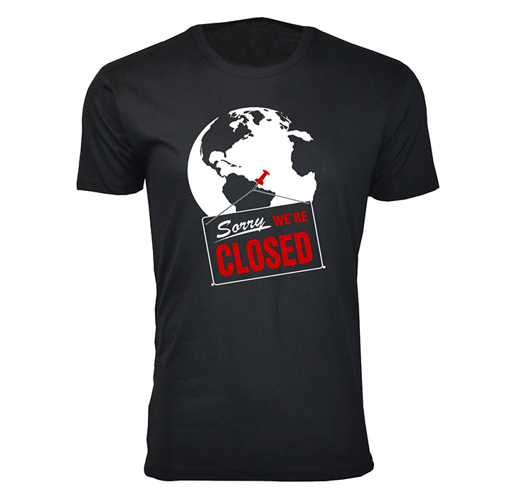 Men's Social Distancing Themed T-Shirts - Sorry We're Closed - Black / 2XL