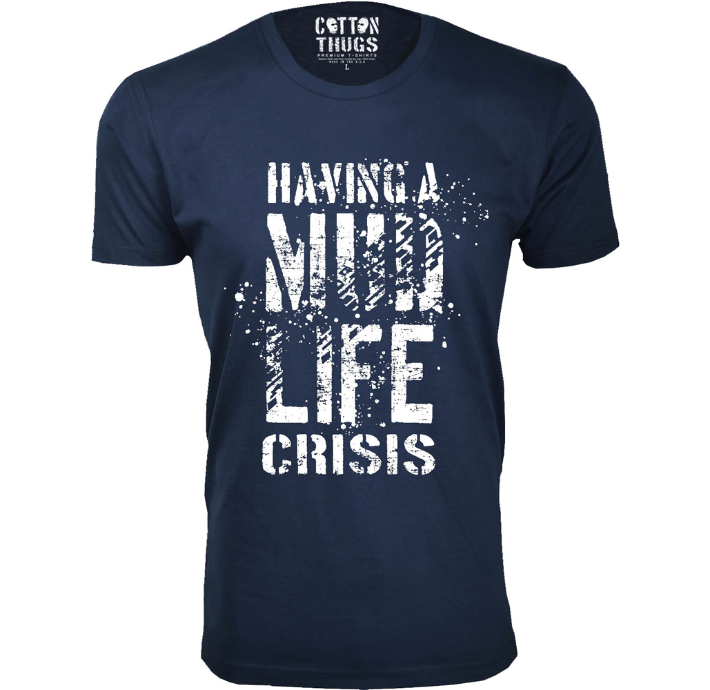 Men's Jeep T-Shirts - Men's Awesome Jeep Joke T-Shirts - Having A Mud Life Crisis - Navy / 2XL