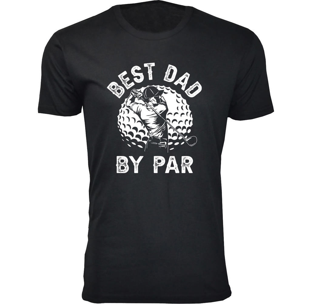 Men's Funny Golf T-Shirts - Best Dad by Par - Black / L