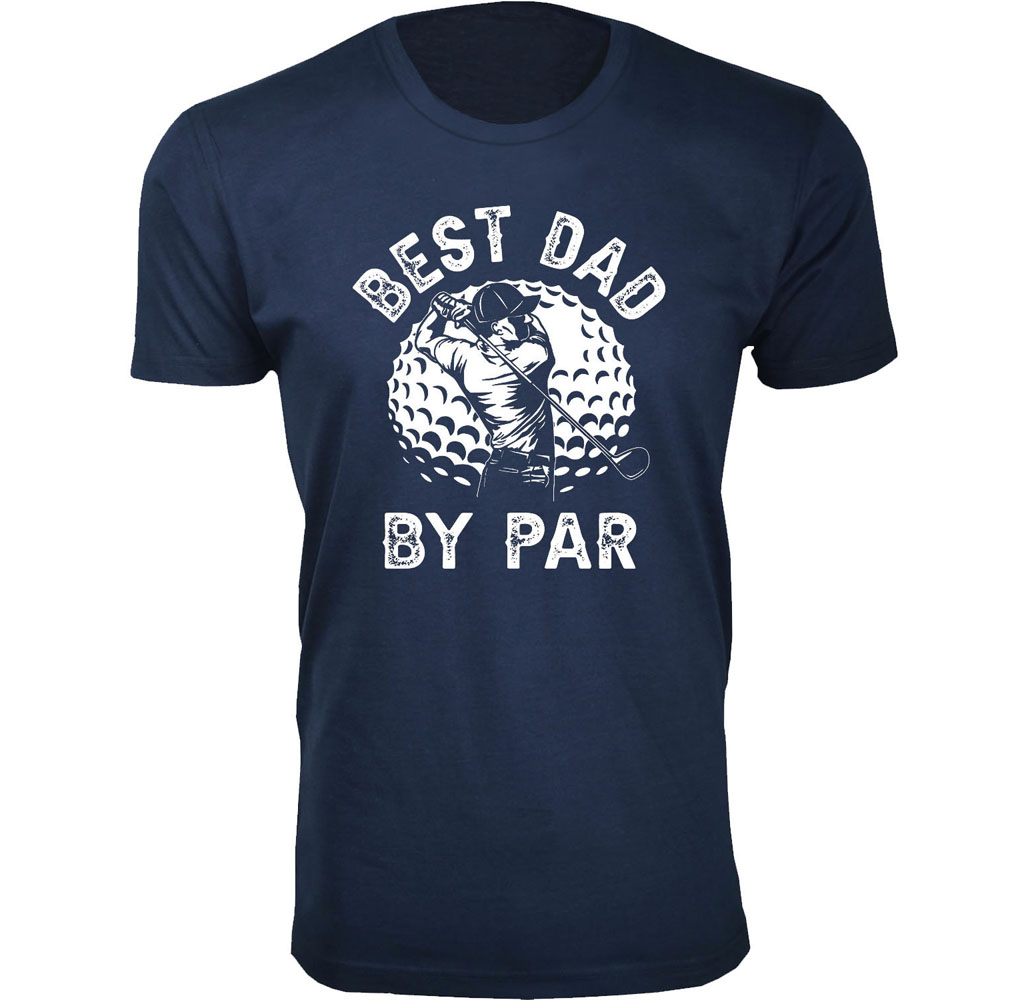 Mens Funny Golf TShirts  Best Dad by Par  Navy  2XL