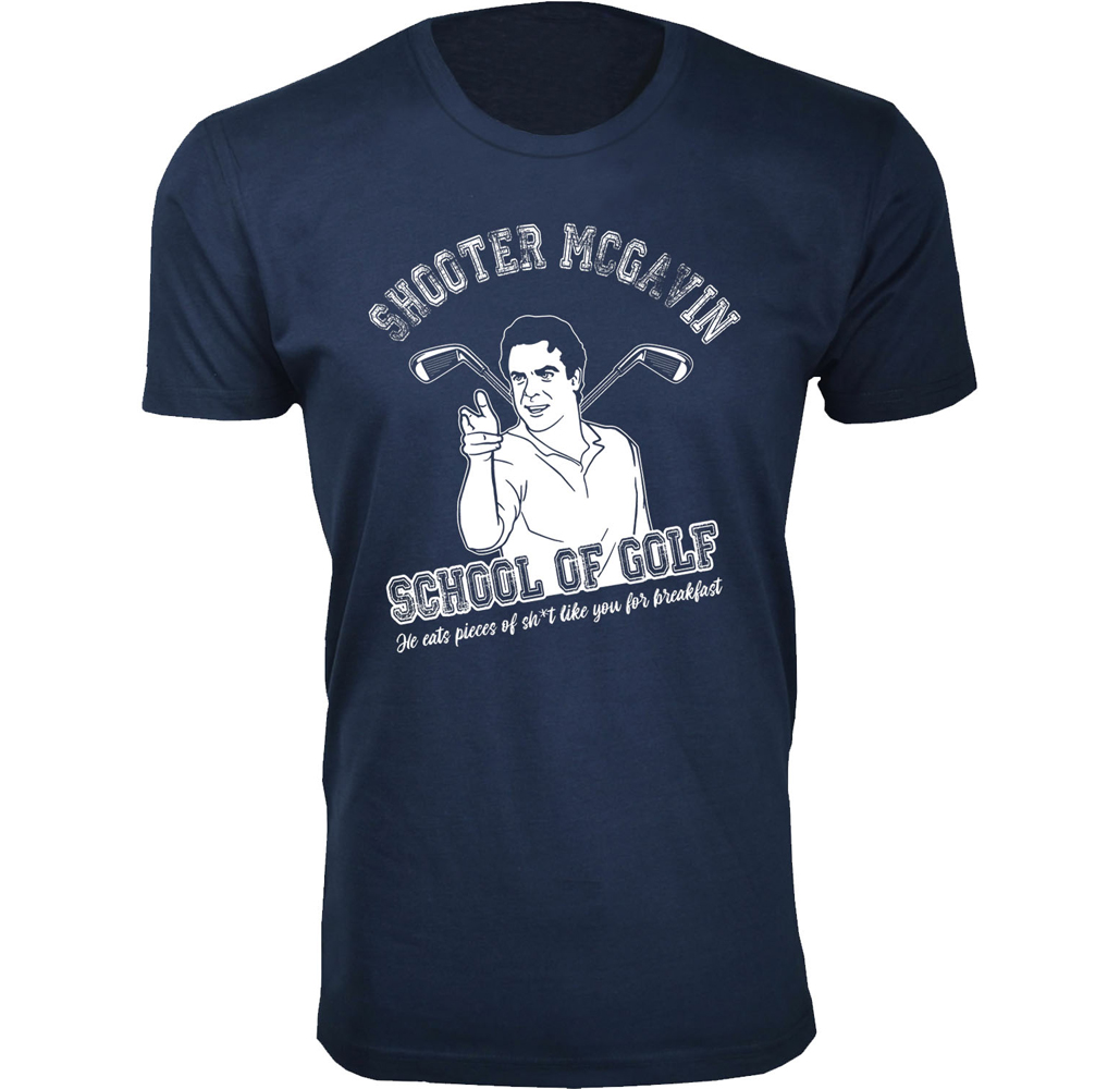 Mens Funny Golf TShirts  School of Golf  Navy  XL