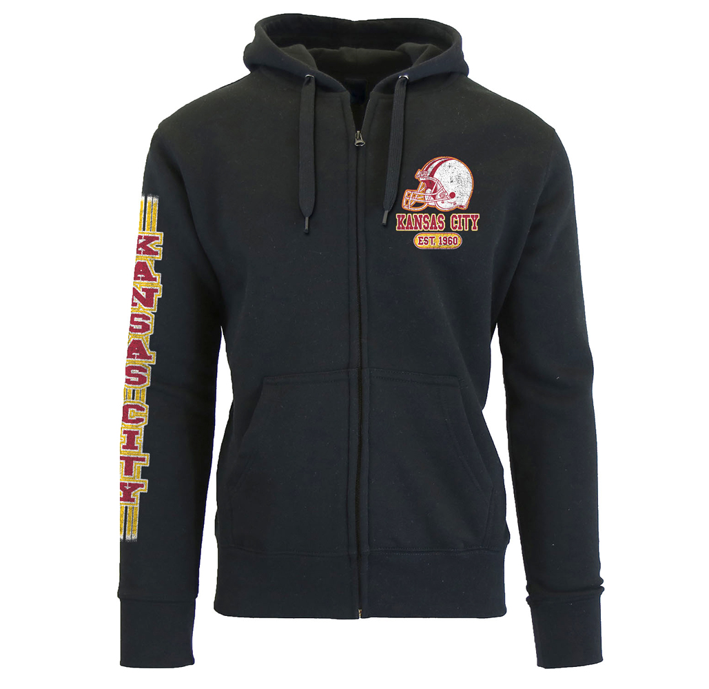 Men's Game Day Football Zip Up Hoodie - Kansas City - Black / M
