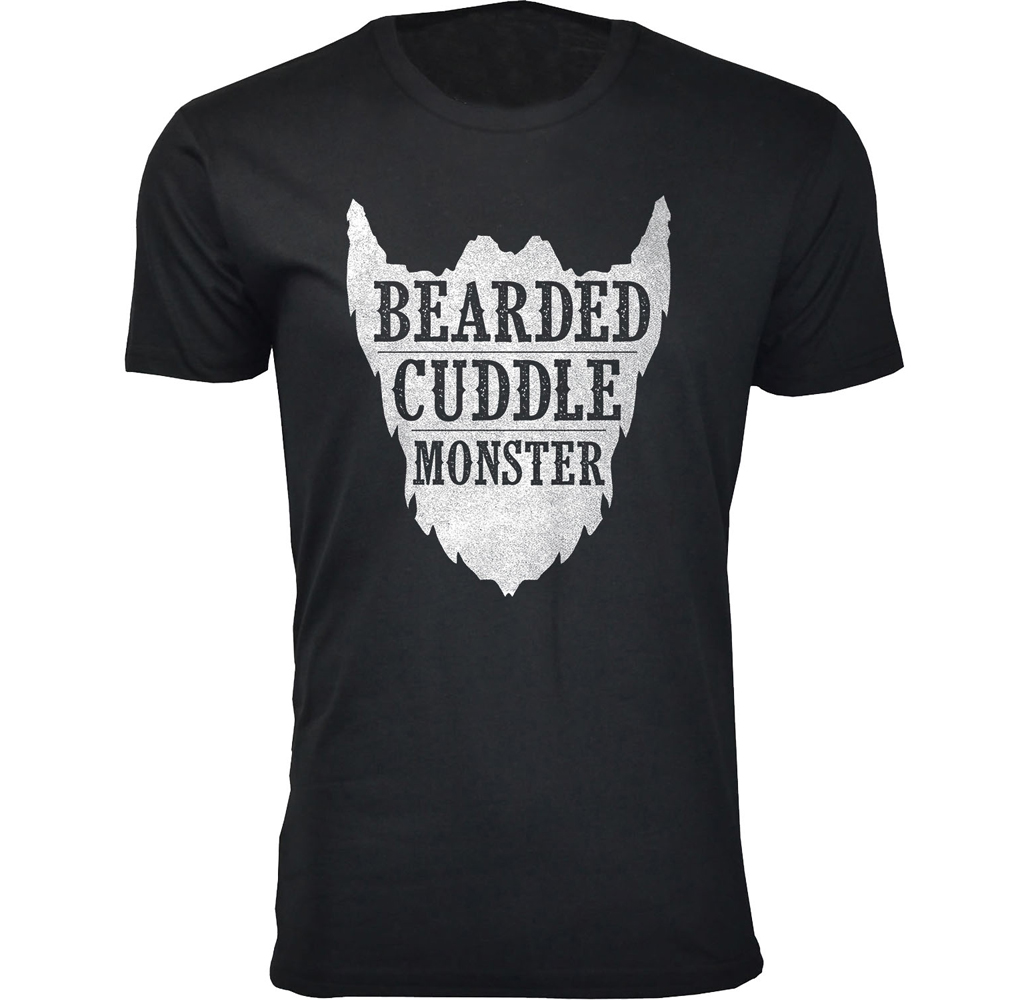Men's Beard Humor T-shirts - Bearded Cuddle Monster - Black / 3XL