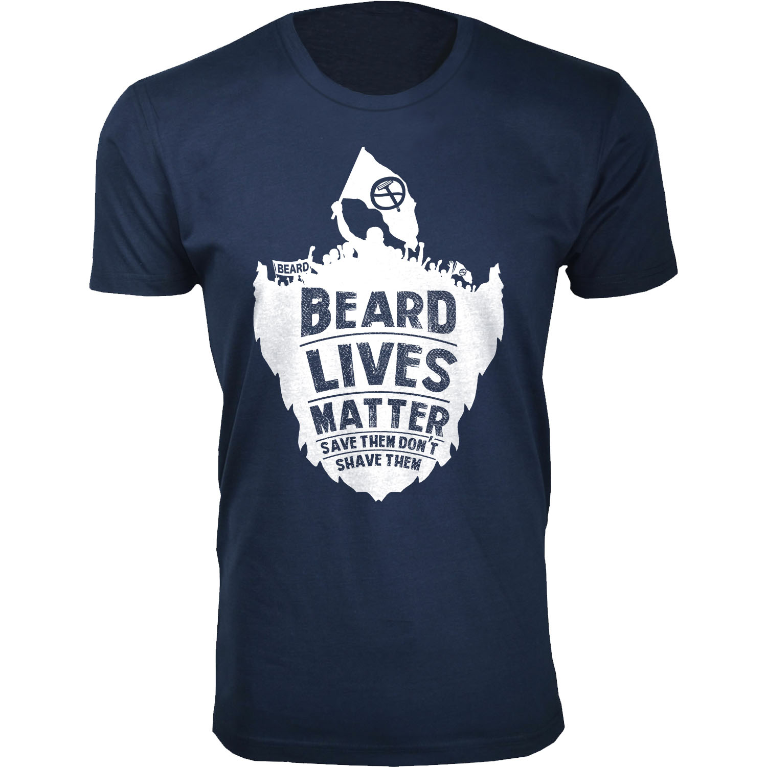 Men's Greatest Beard Themed T-Shirts - Beard Lives Matter Save Them Don't Shave Them - Navy / 3XL