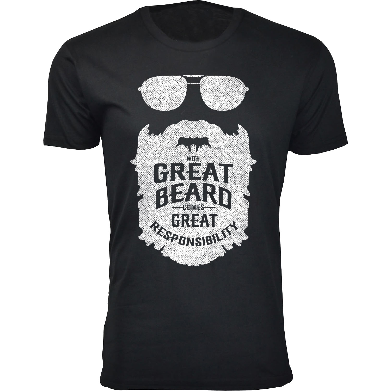 Men's Greatest Beard Themed T-Shirts - With Great Beard Comes Great Responsibility - Black / L
