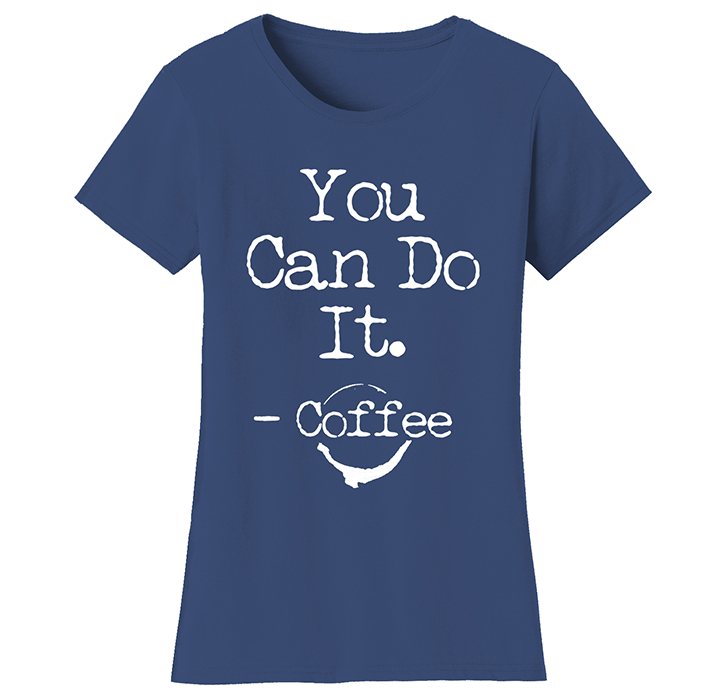 Women’s Coffee Themed Funny T-Shirts - YCDIC- N & W Print - 2XL