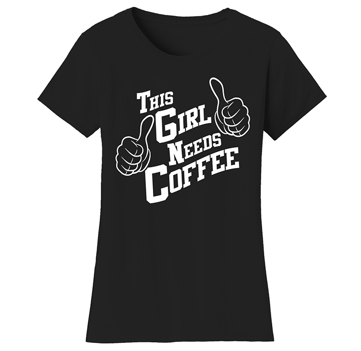 Women&rsquo;s Coffee Themed Funny T-Shirts - TGNC- B & W Print - XL