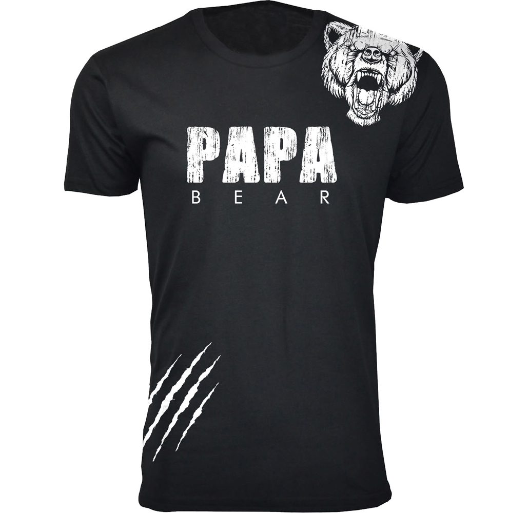 Men's Dad Theme T-shirts - Men's Best Father's Day T-shirts Ever - Papa Bear Scratch - Black / 3XL