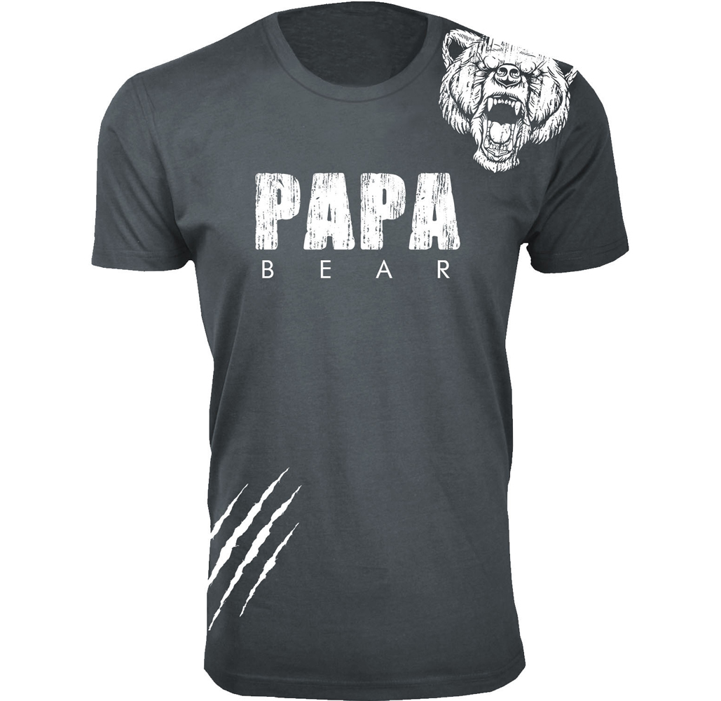 Men's Dad Theme T-shirts - Men's Best Father's Day T-shirts Ever - Papa Bear Scratch - Charcoal / L