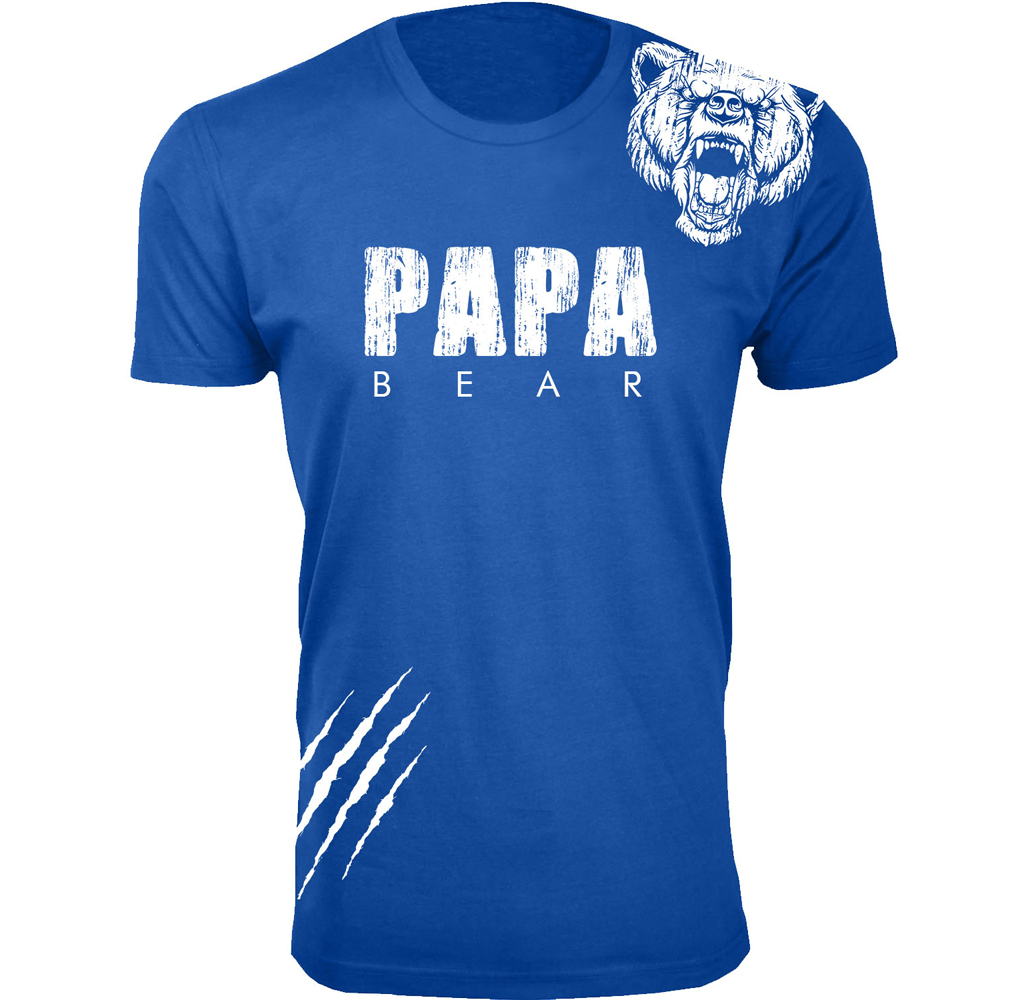 Men's Dad Theme T-shirts - Men's Best Father's Day T-shirts Ever - Papa Bear Scratch - Royal Blue / XL