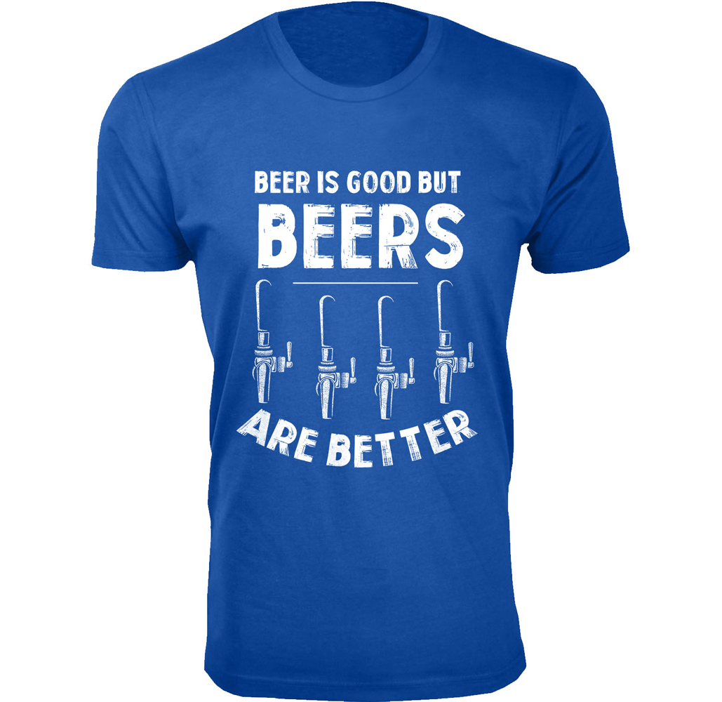 Men's Vintage Beer Theme T-shirts - Men's Vintage Beer Joke T-shirts - Beer is Good But Beers are Better - Royal Blue / 3XL