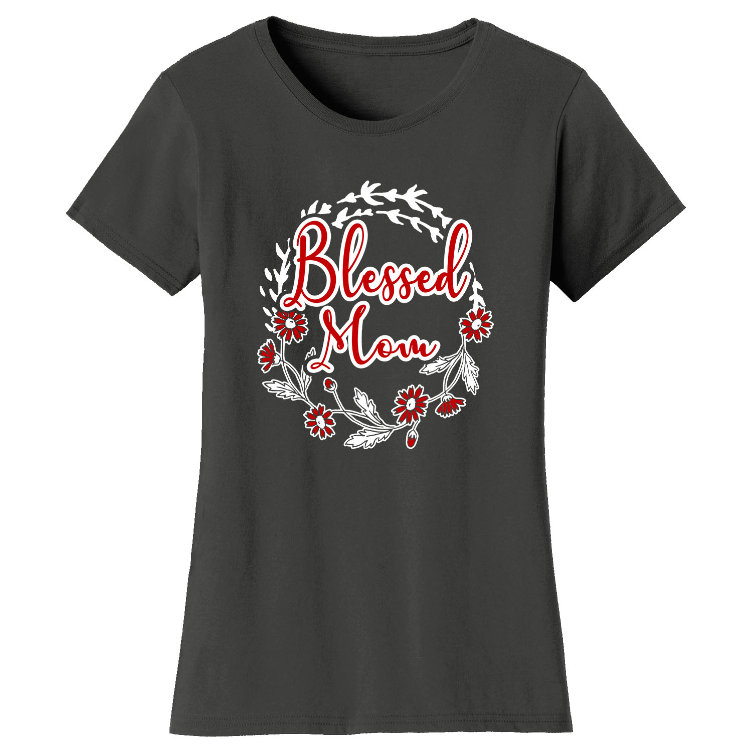 Women's Greatest Blessing T-Shirt - Blessed Mom - Charcoal / 2XL