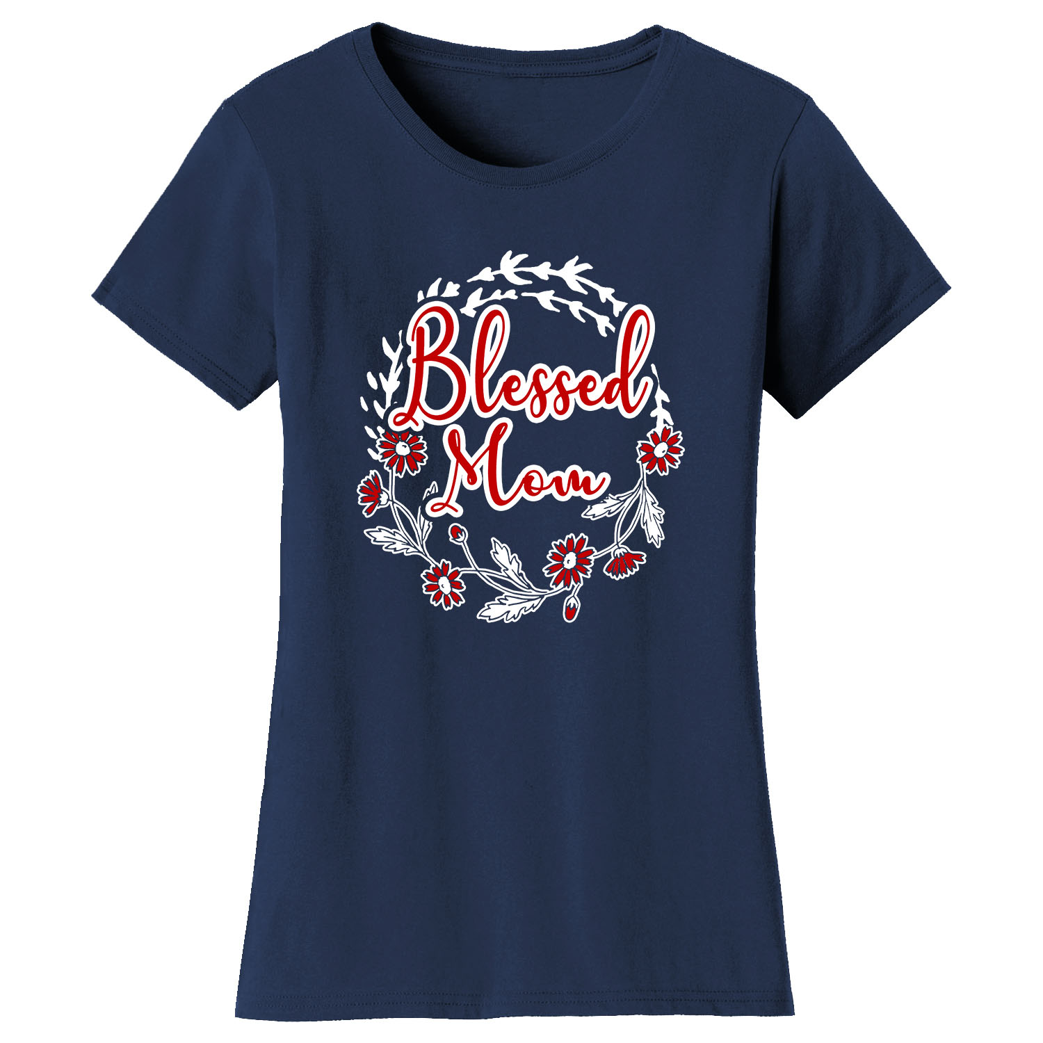 Women's Greatest Blessing T-Shirt - Blessed Mom - Navy / 2XL-image-SKU30483