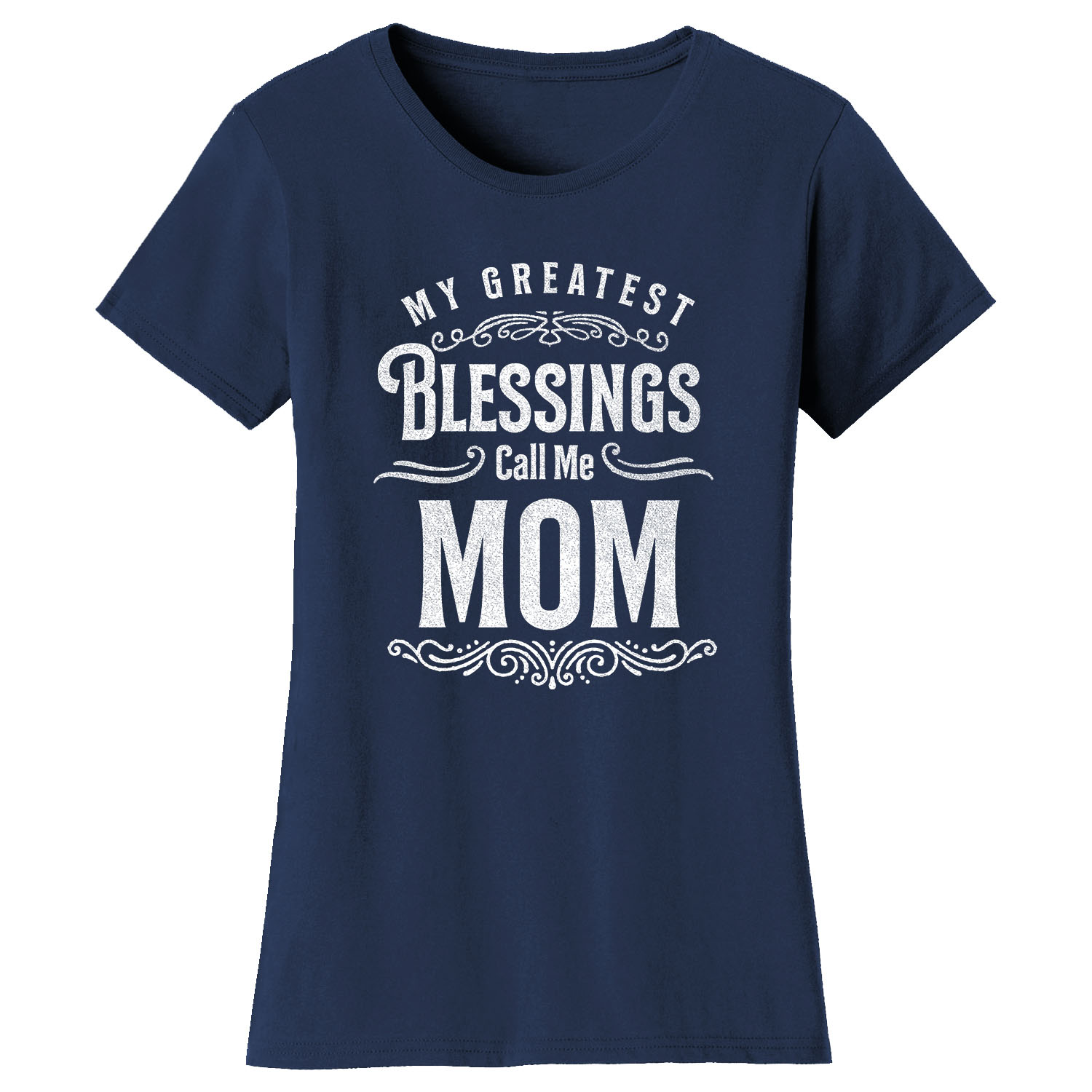 Women's Greatest Blessing T-Shirt - Call Me Mom - Navy / 2XL-image-SKU30491
