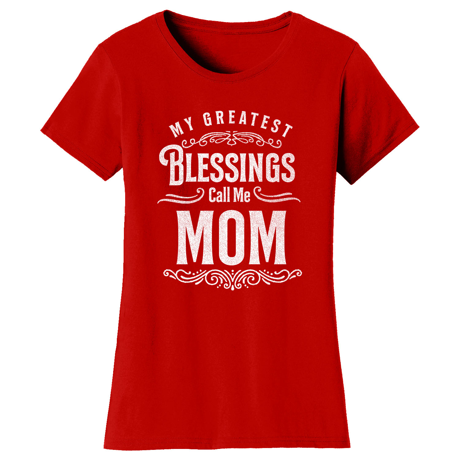 Women's Greatest Blessing T-Shirt - Call Me Mom - Red / S