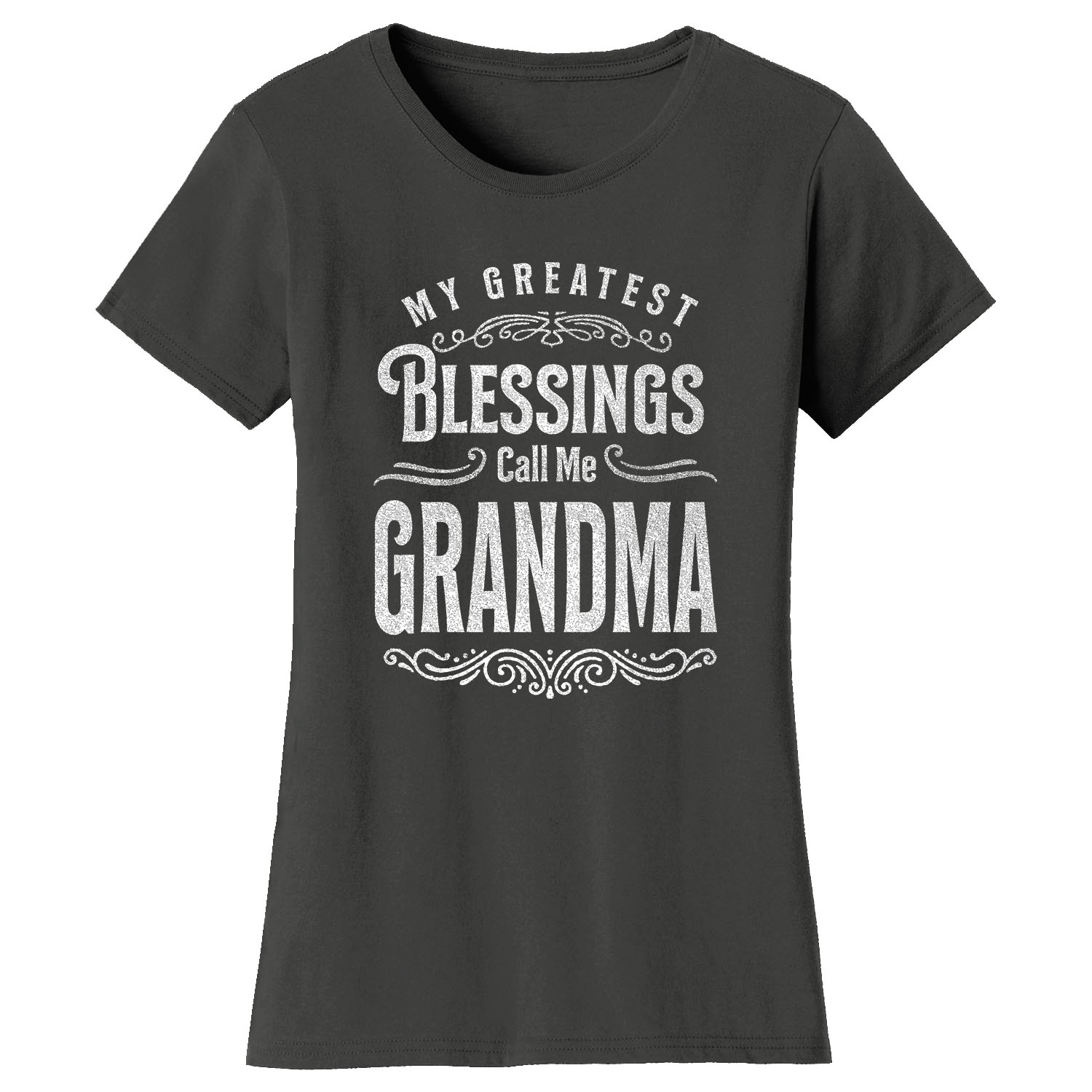 Women's Greatest Blessing T-Shirt - Call me Grandma - Charcoal / L