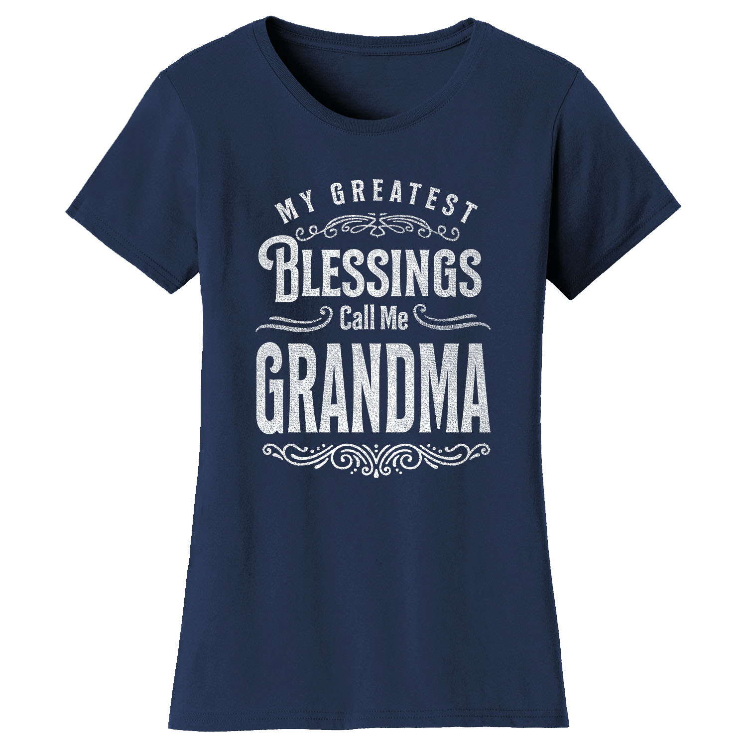Women's Greatest Blessing T-Shirt - Call me Grandma - Navy / L