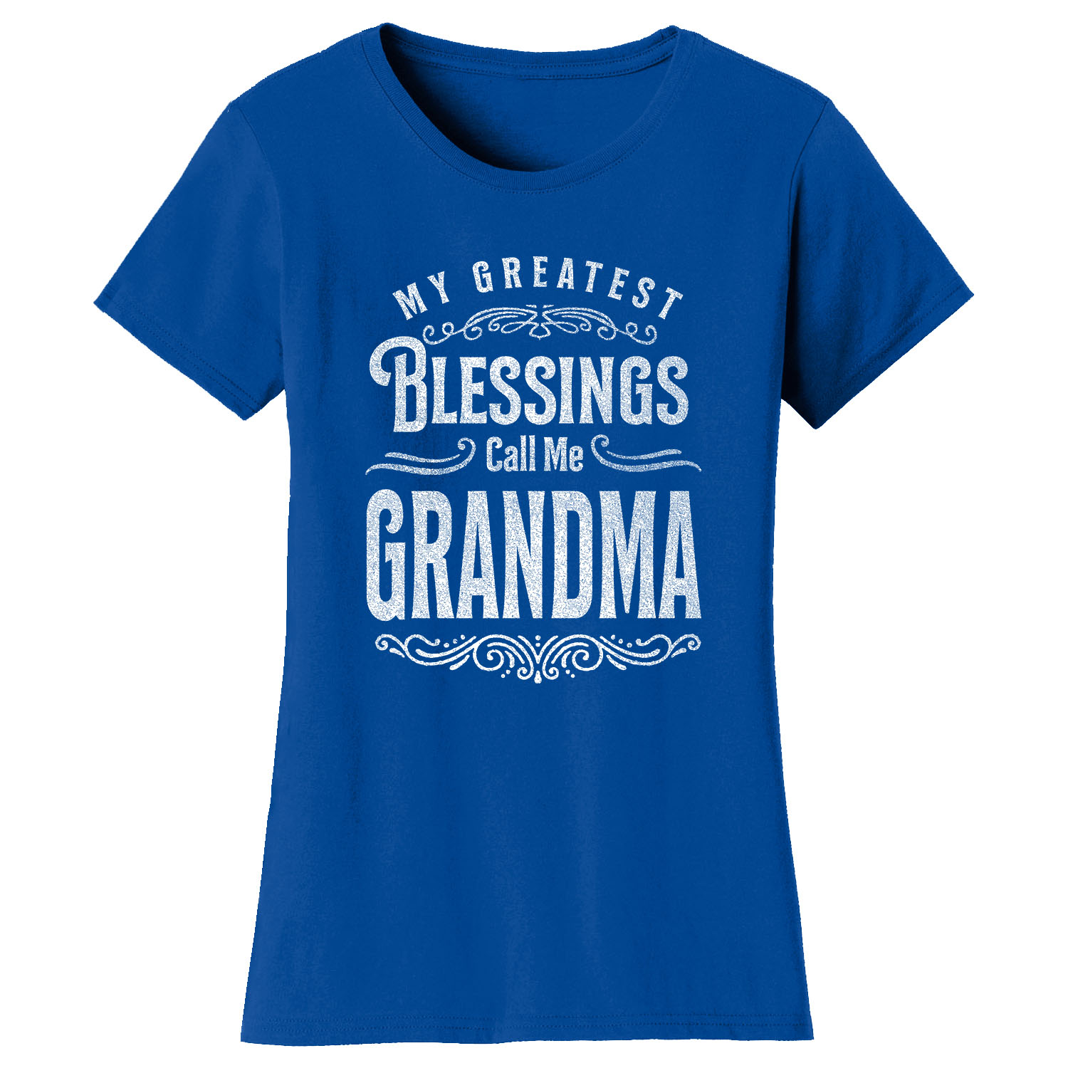 Women's Greatest Blessing T-Shirt - Call me Grandma - Royal Blue / L