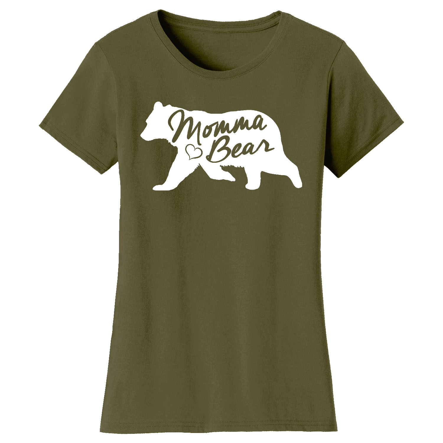 Mama Bear Mom Themed T-Shirts - Bear Silhouette - Military Green / L
