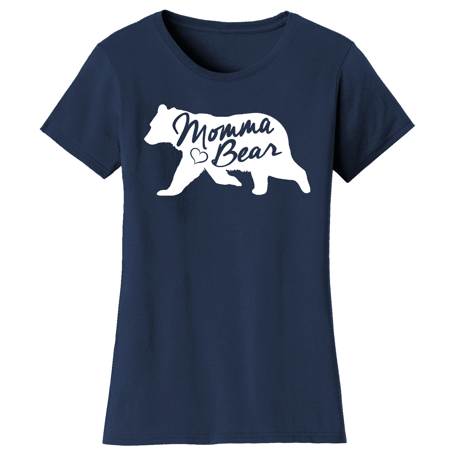 Mama Bear Mom Themed T-Shirts - Bear Silhouette - Navy / M