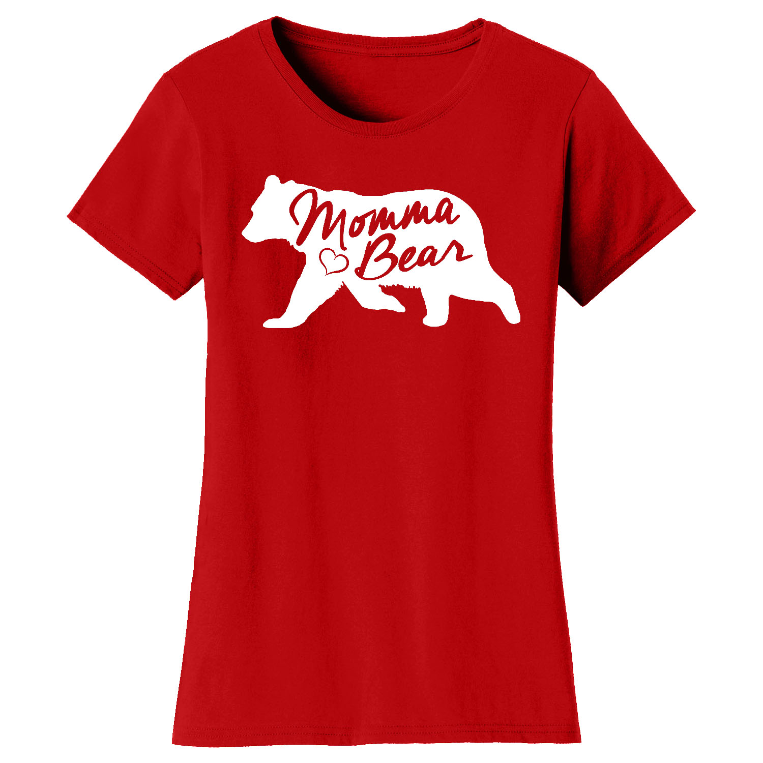 Mama Bear Mom Themed T-Shirts - Bear Silhouette - Red / L