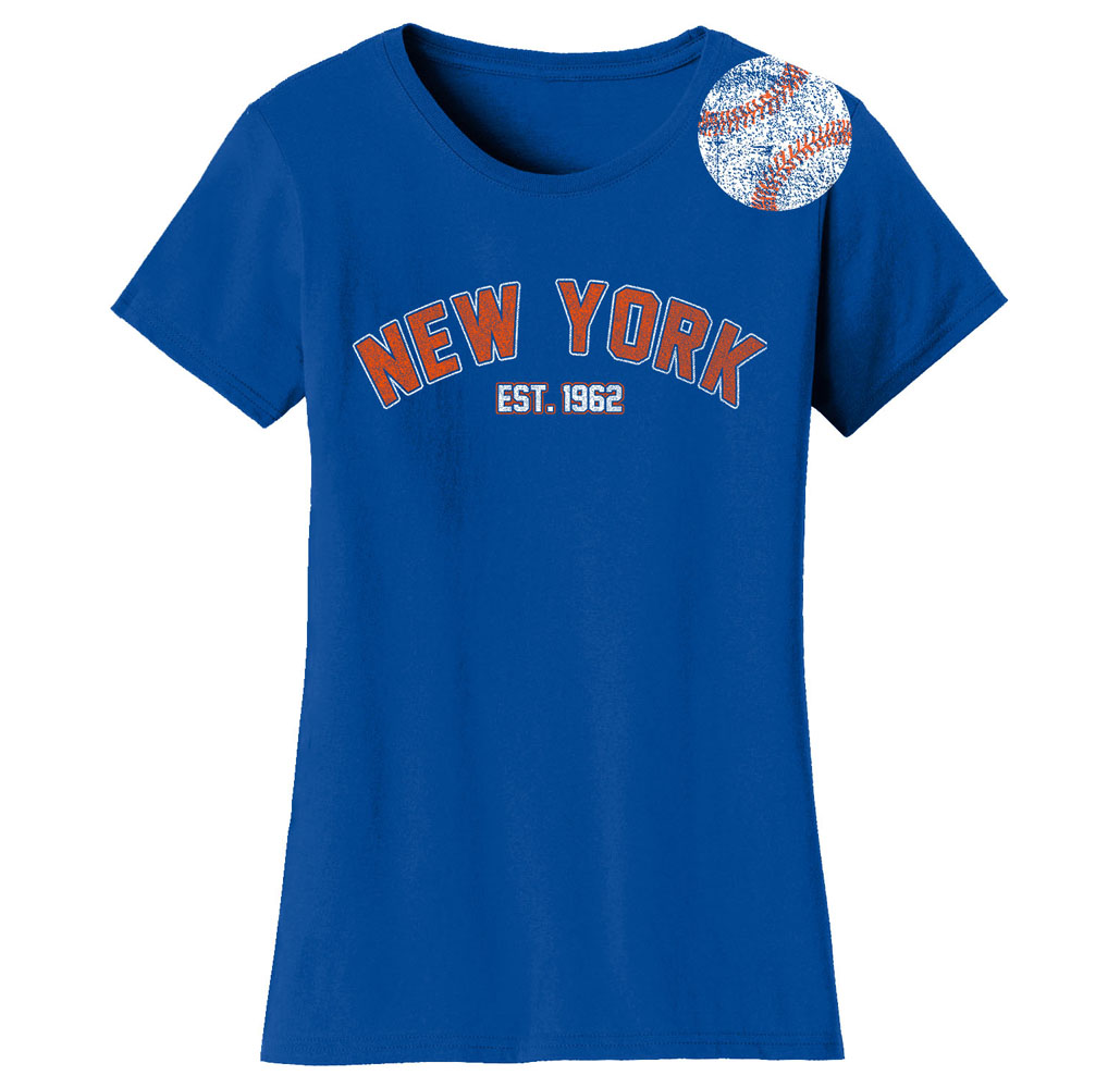 Women’s Home Run Baseball T-Shirt (S-2XL) - New York - Royal Blue / XL-image-SKU25309