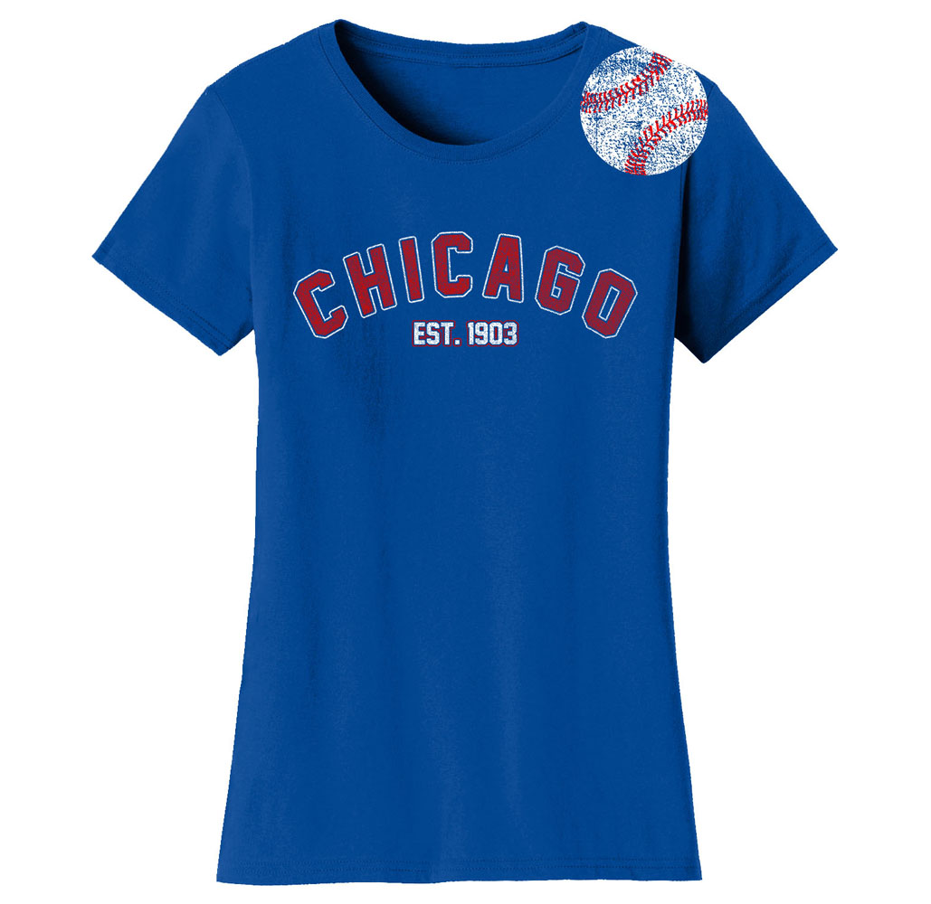 Women’s Home Run Baseball T-Shirt (S-2XL) - Chicago - Royal Blue / M