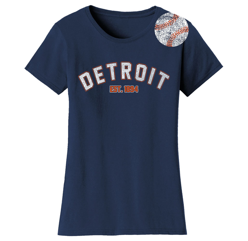 Women’s Home Run Baseball T-Shirt (S-2XL) - Detroit - Navy / S-image-SKU25336